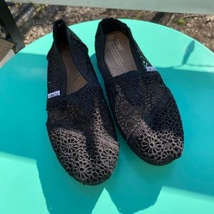 Toms Black Crochet Shoes- Size 7